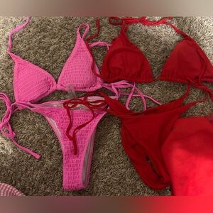 Pink and Red Bikinis